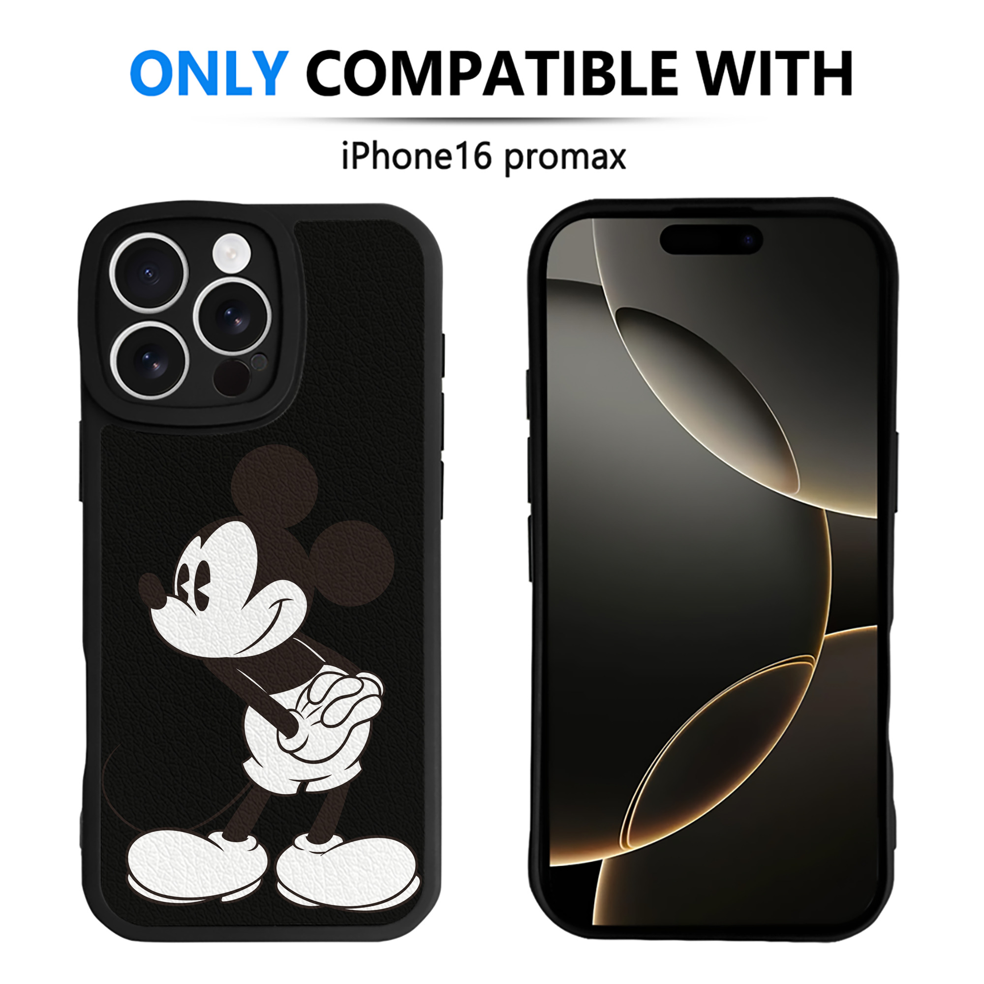 （画像用） ミッキーマウス Mickey Mouse 【iPhone 16シリーズ対応】シリコンスマホケース（レザー調） 材質：シリコン